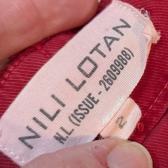 Nili Lotan Cropped Pants Women’s Size 2 Red Drop Crotch - Picture 2 of 10